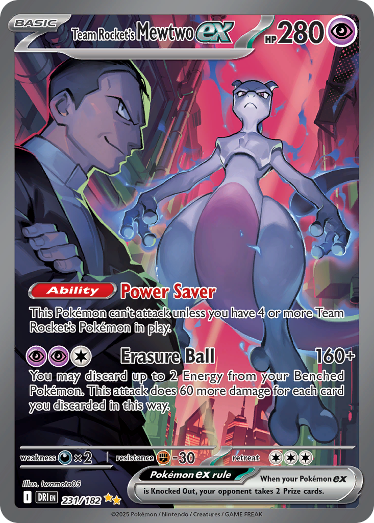 Team Rocket's Mewtwo ex — illustrated card