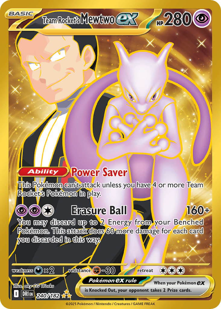 Team Rocket's Mewtwo ex — illustrated card