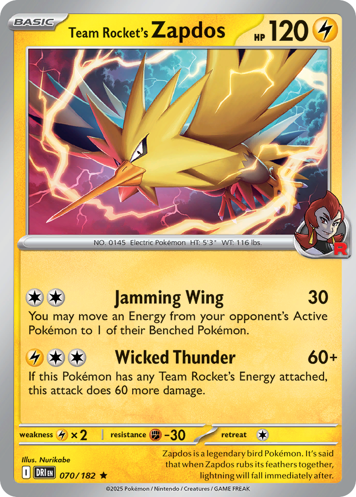 Team Rocket's Zapdos — illustrated card