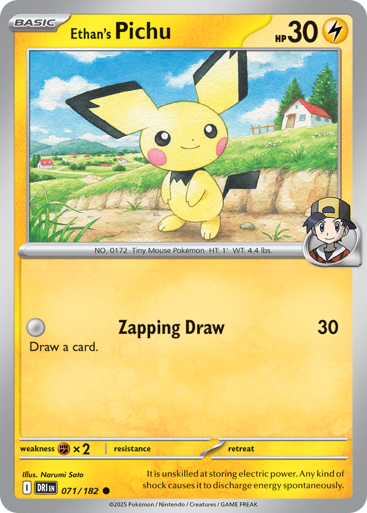 Ethan's Pichu — illustrated card