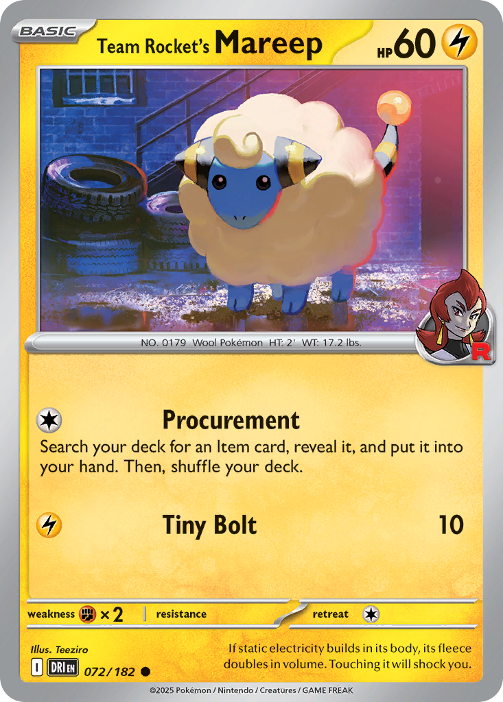 Team Rocket's Mareep — illustrated card