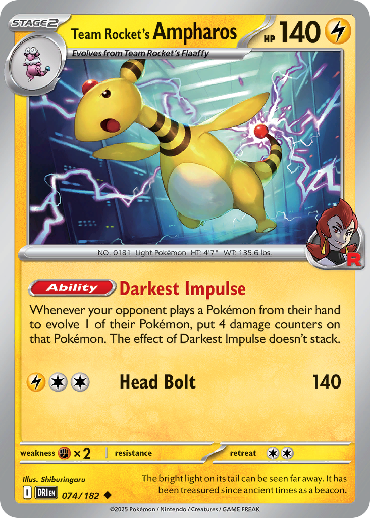 Team Rocket's Ampharos — illustrated card