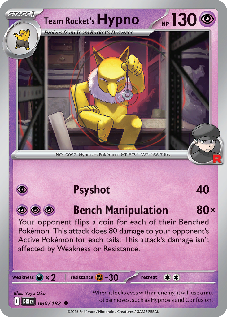 Team Rocket's Hypno — illustrated card