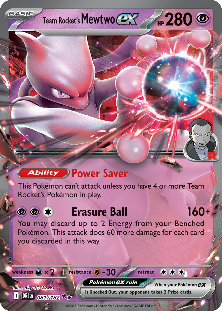 Team Rocket's Mewtwo ex — illustrated card
