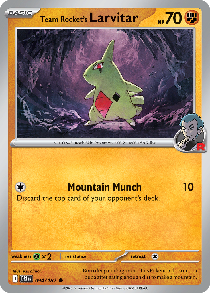 Team Rocket's Larvitar — illustrated card