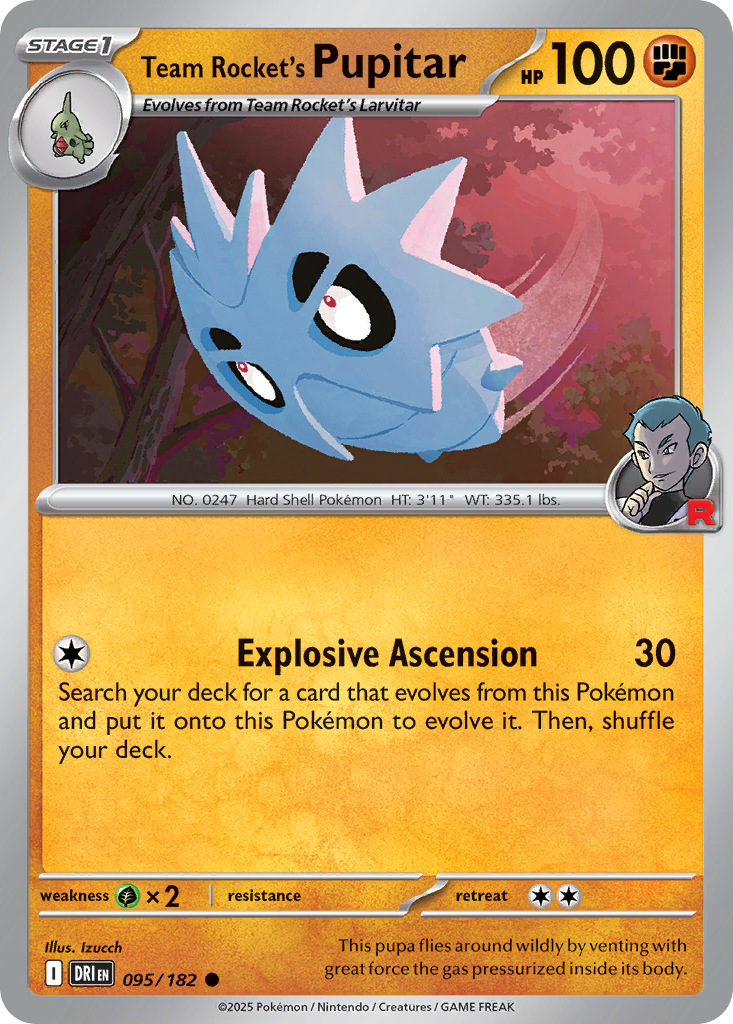 Team Rocket's Pupitar — illustrated card