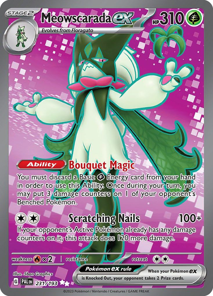 Meowscarada ex — illustrated card