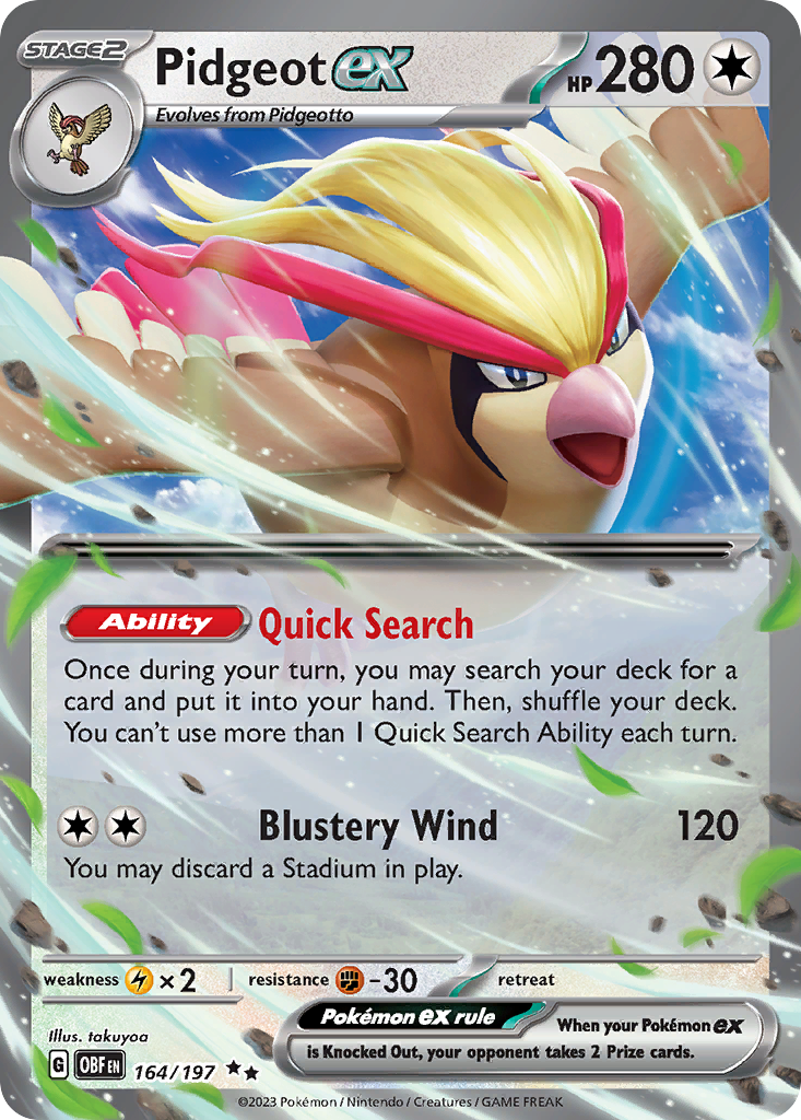 Pidgeot ex — illustrated card