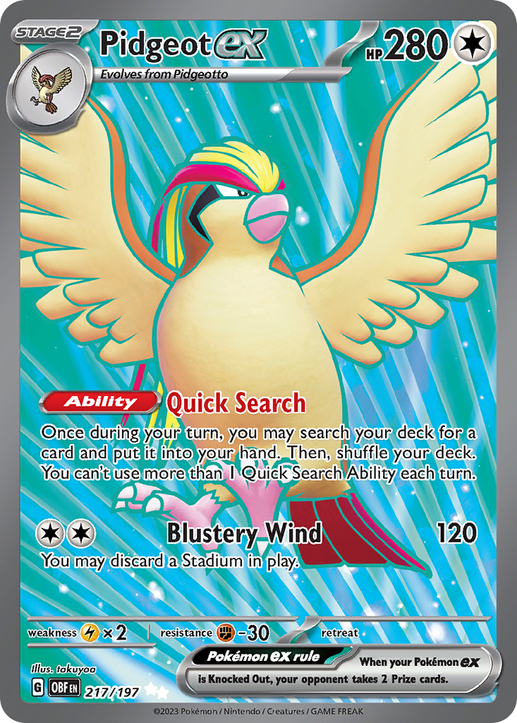 Pidgeot ex — illustrated card
