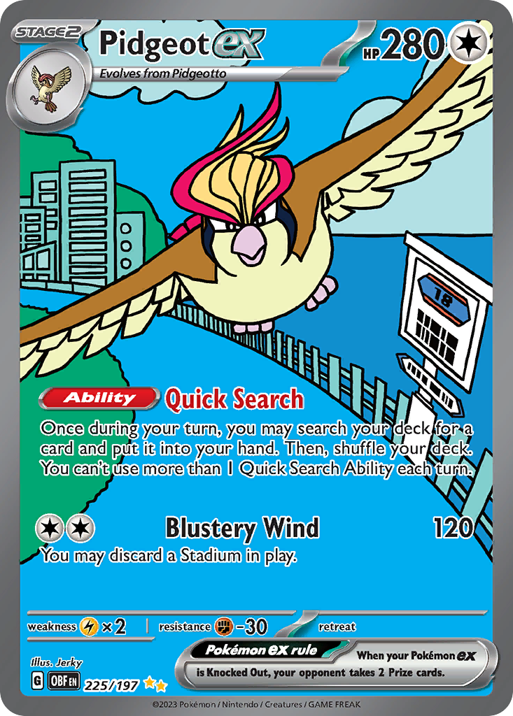Pidgeot ex — illustrated card