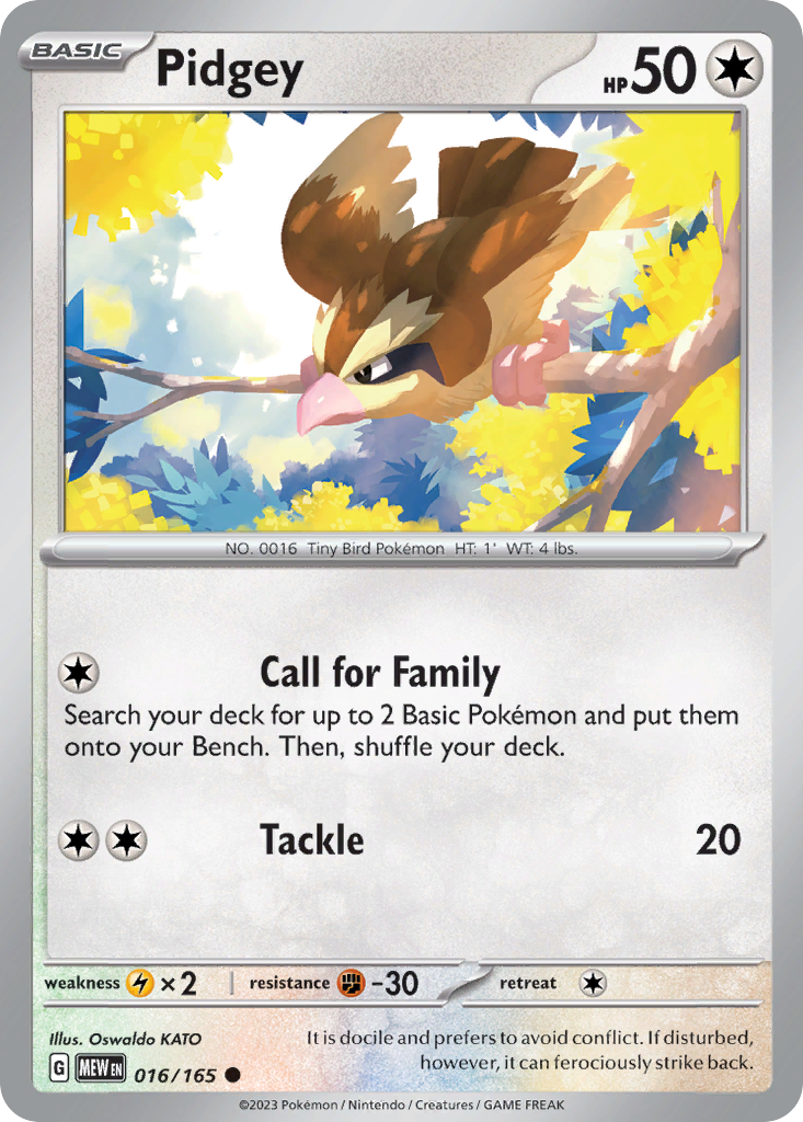 Pidgey — illustrated card