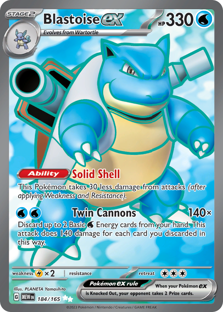 Blastoise ex — illustrated card