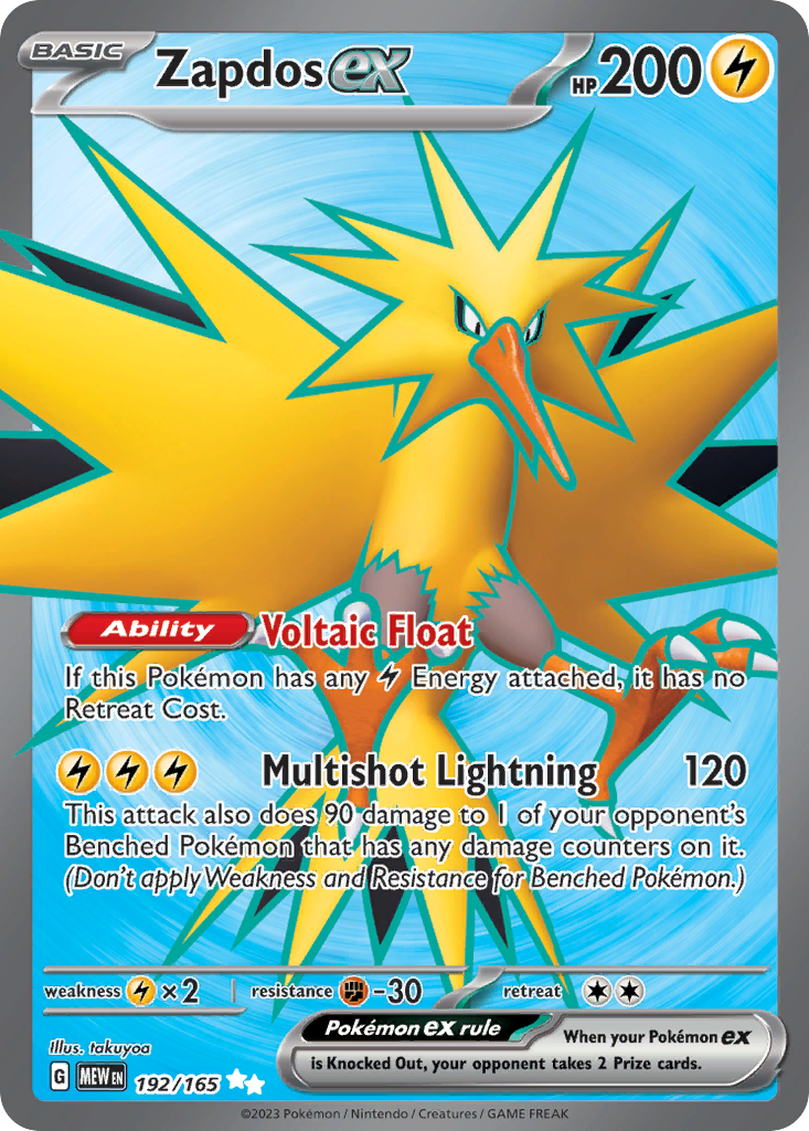 Zapdos ex — illustrated card