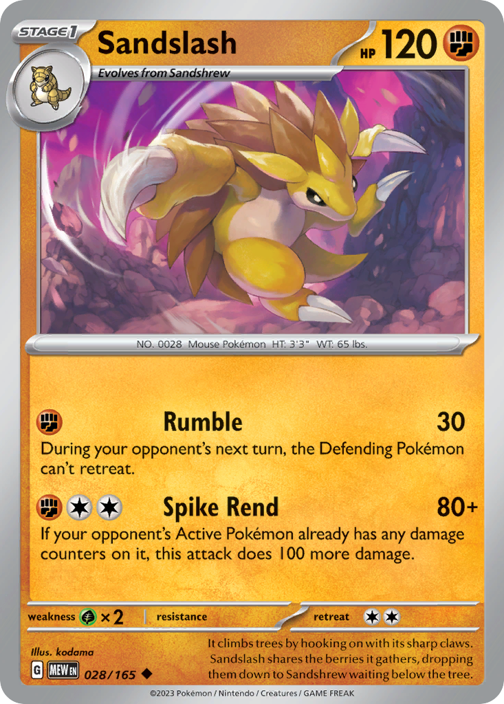 Sandslash — illustrated card