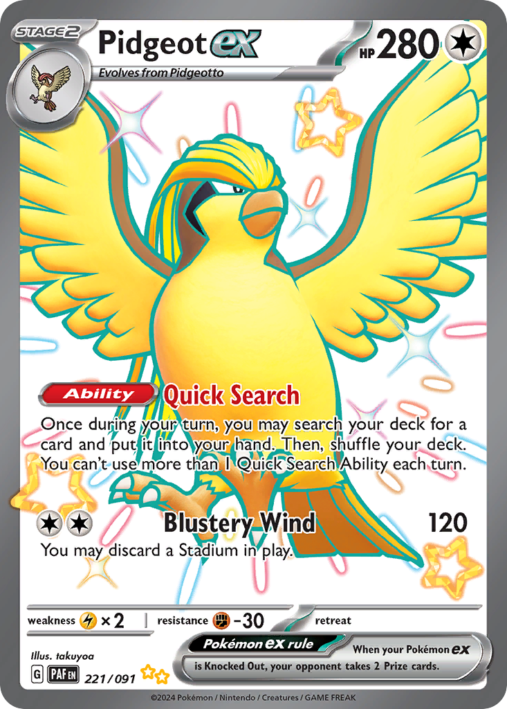 Pidgeot ex — illustrated card