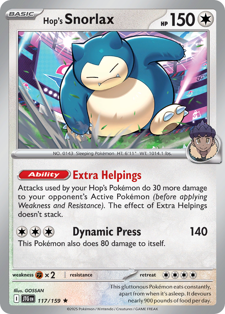 Hop's Snorlax — illustrated card