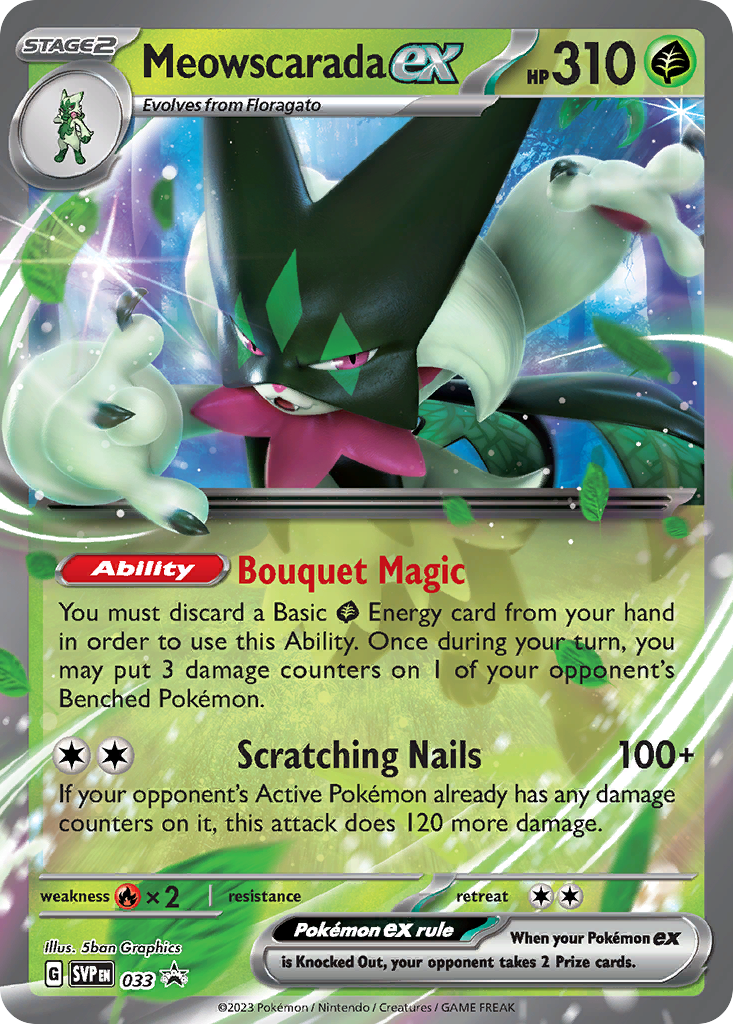 Meowscarada ex — illustrated card