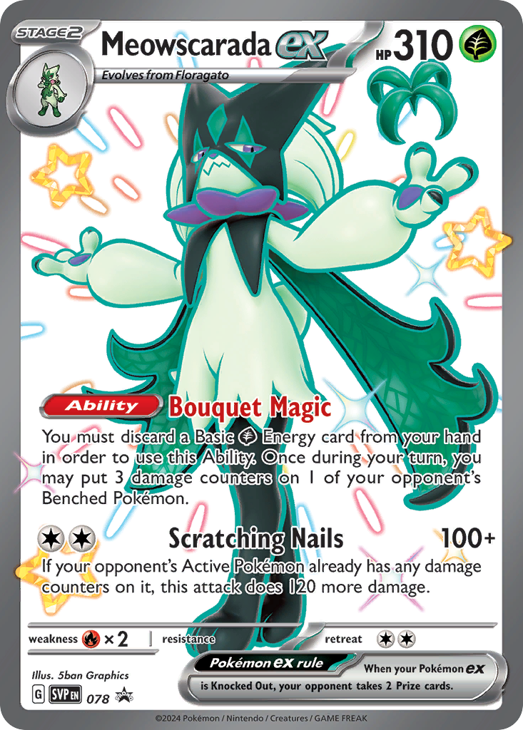 Meowscarada ex — illustrated card