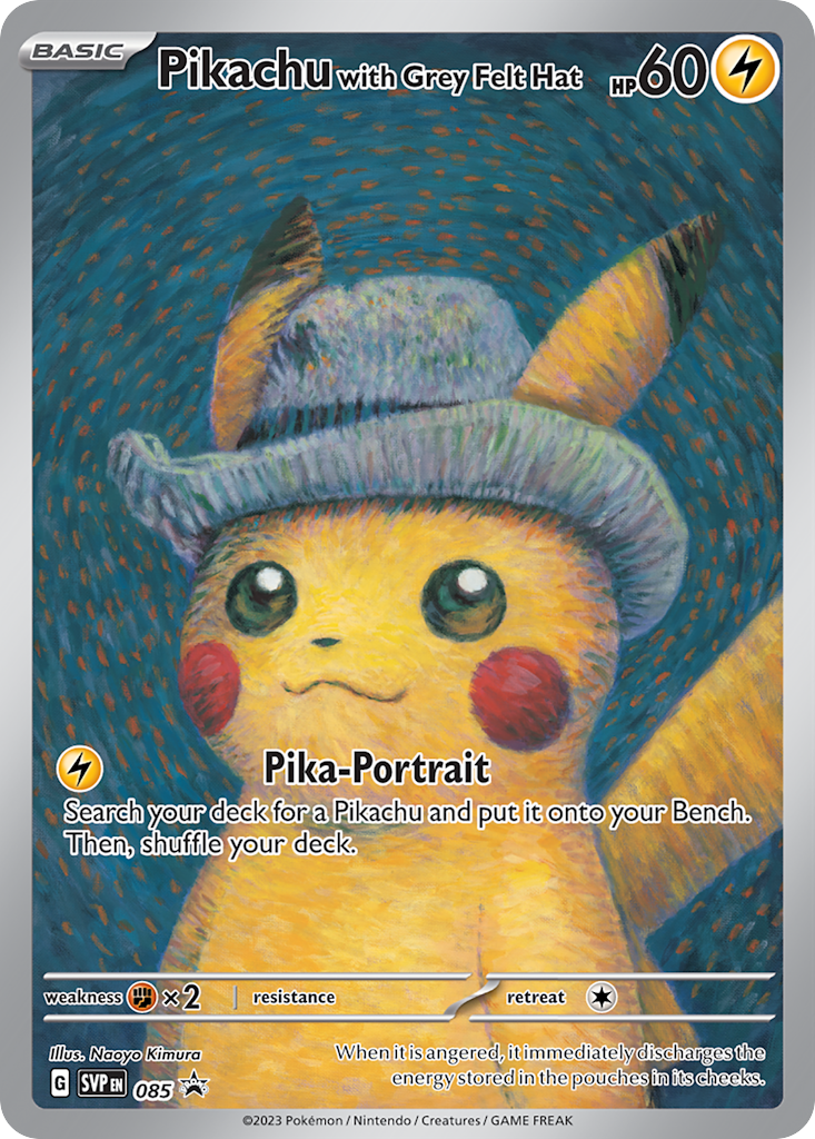 Pikachu with Grey Felt Hat — illustrated card