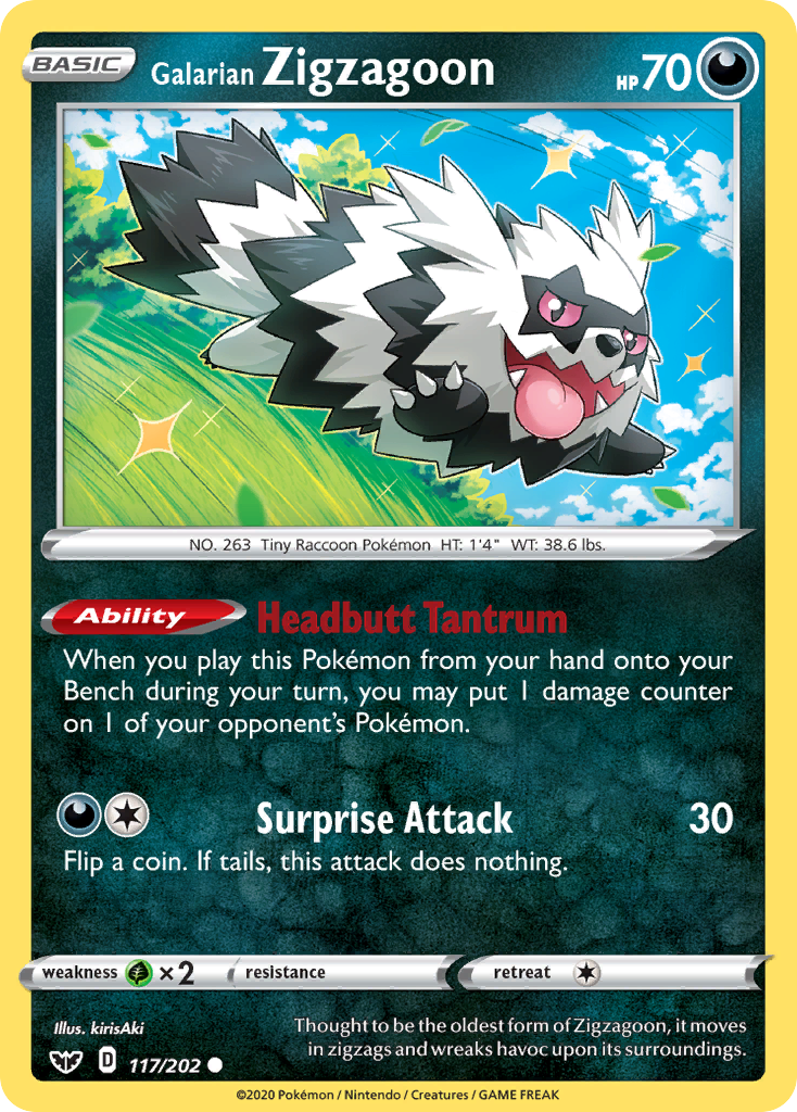 Galarian Zigzagoon — illustrated card