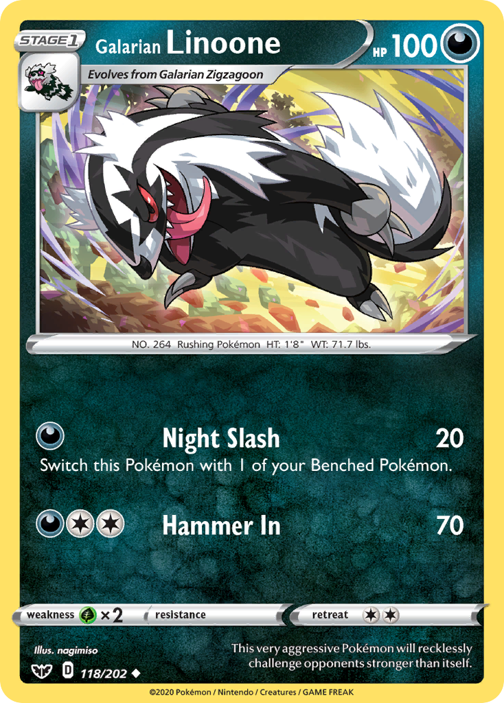 Galarian Linoone — illustrated card