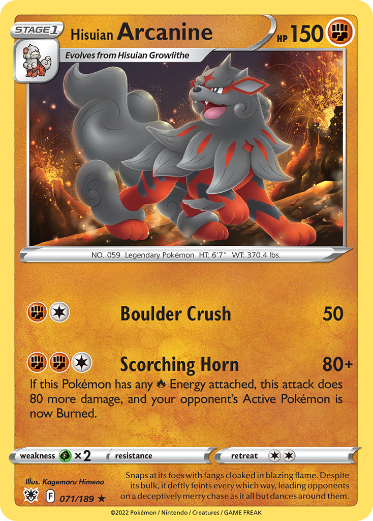 Hisuian Arcanine — illustrated card