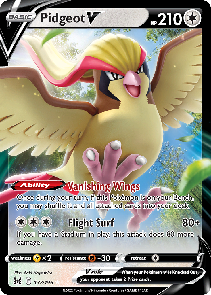Pidgeot V — illustrated card
