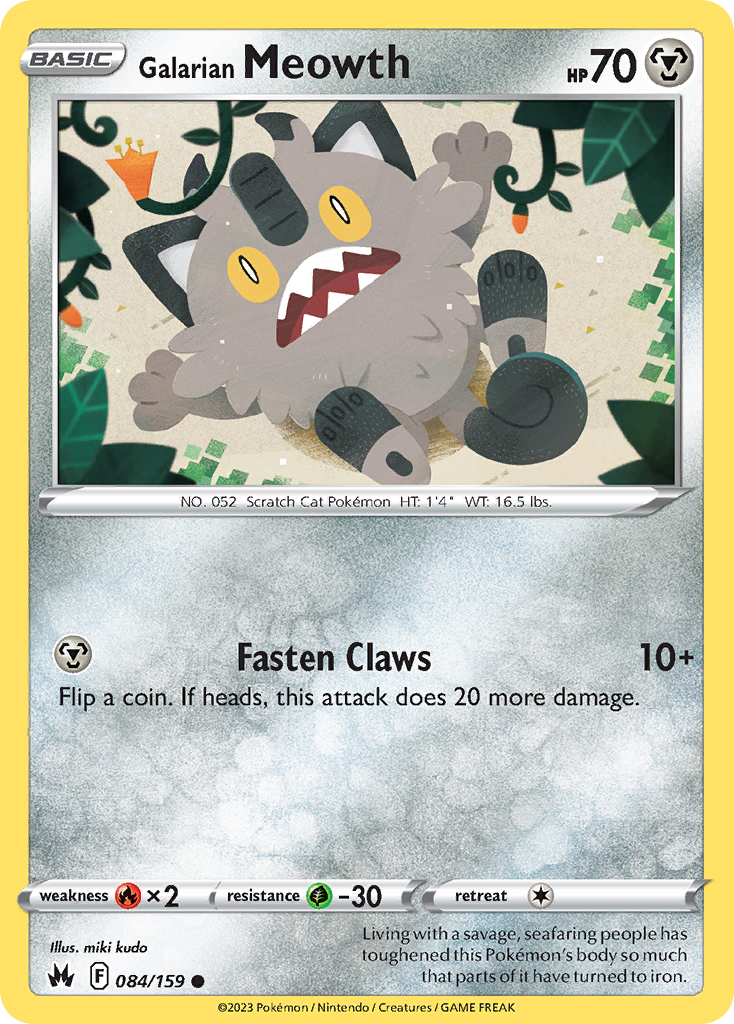Galarian Meowth — illustrated card