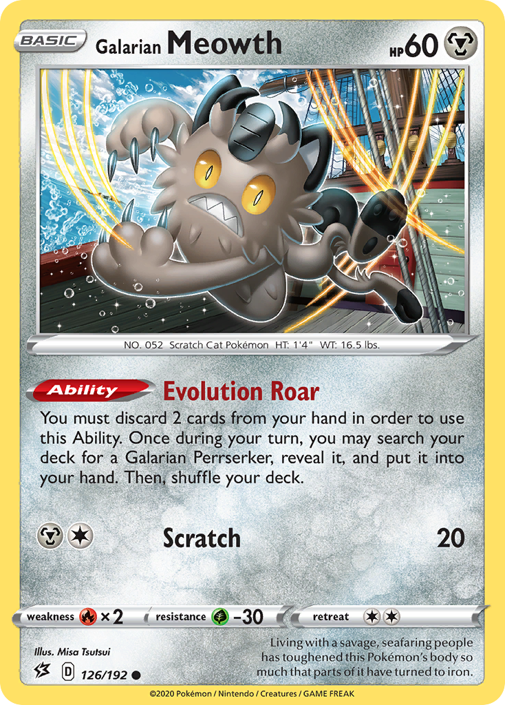 Galarian Meowth — illustrated card