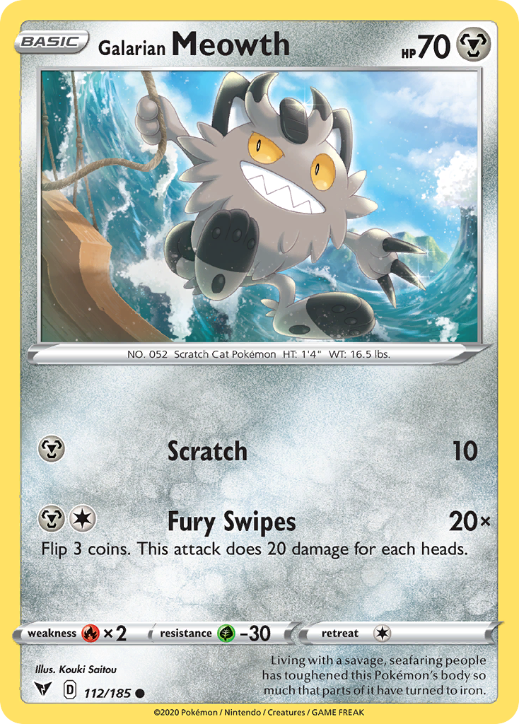 Galarian Meowth — illustrated card