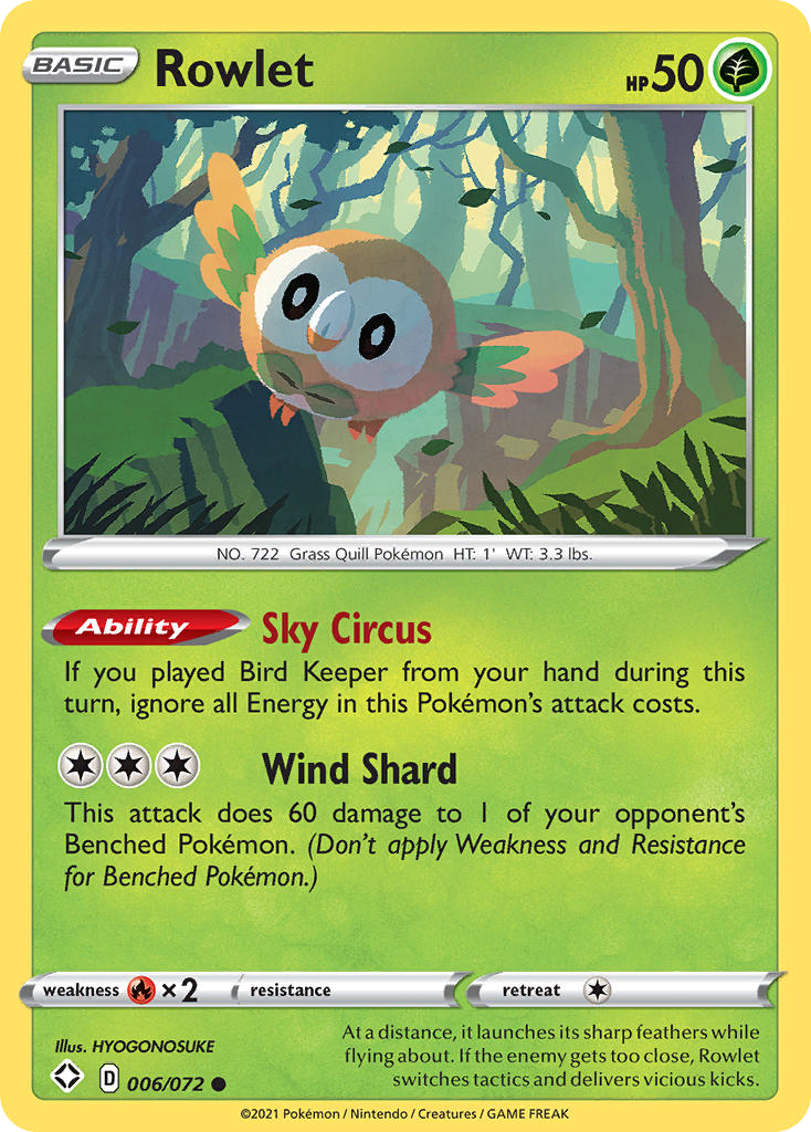 Rowlet — illustrated card