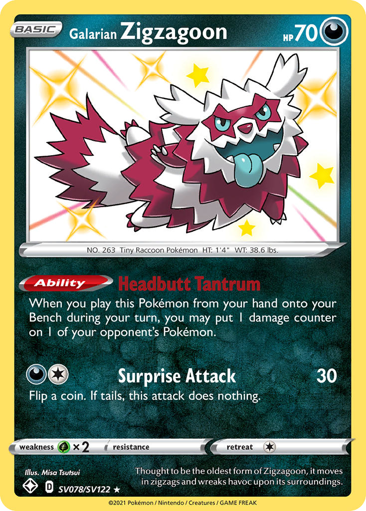 Galarian Zigzagoon — illustrated card