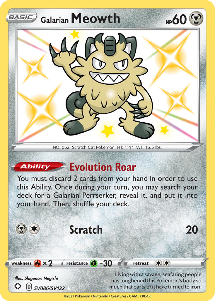 Galarian Meowth — illustrated card
