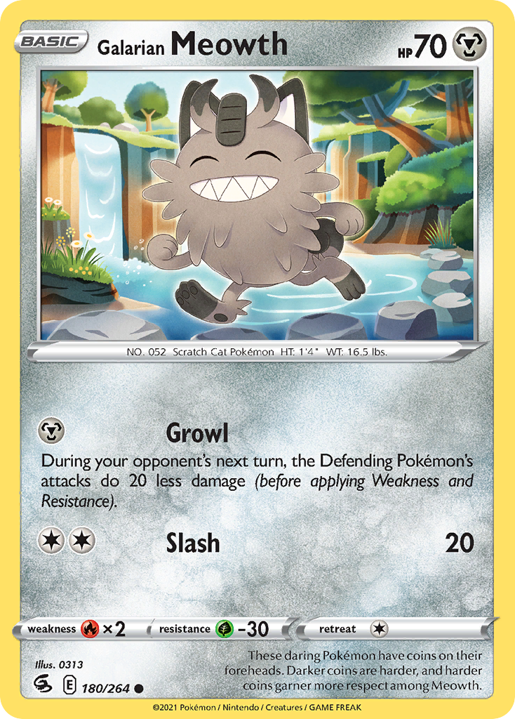 Galarian Meowth — illustrated card