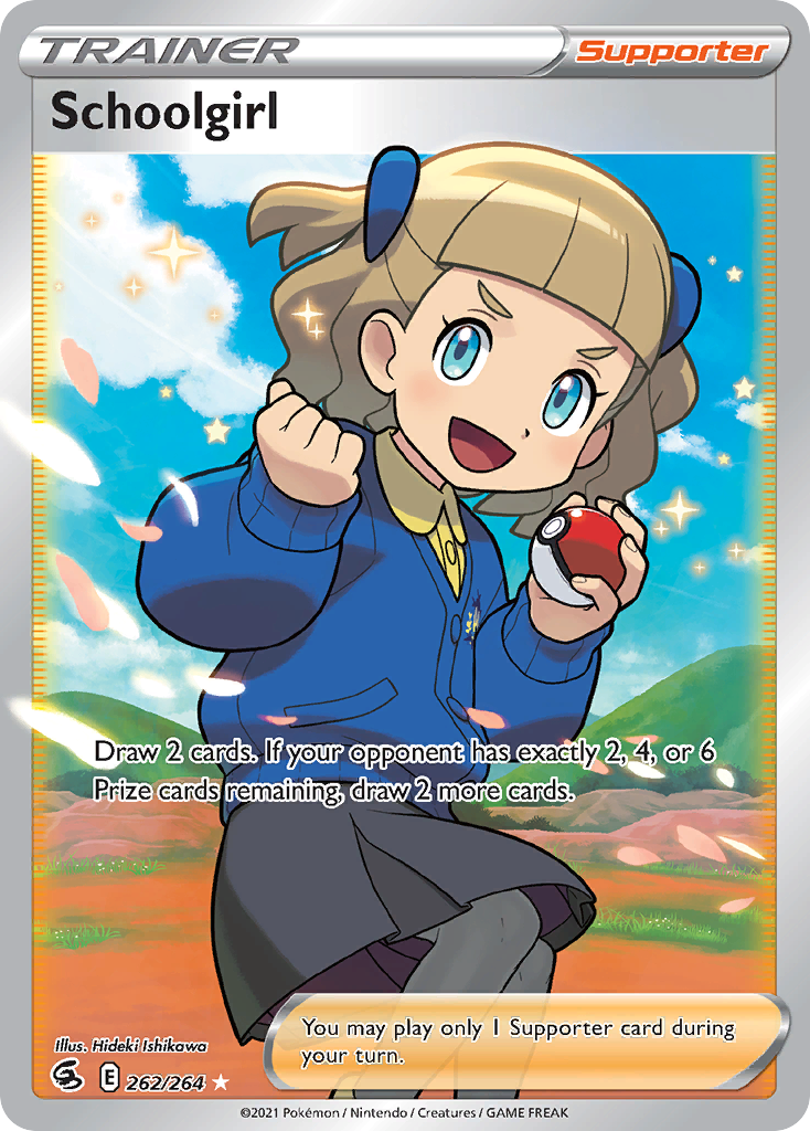 Schoolgirl — illustrated card