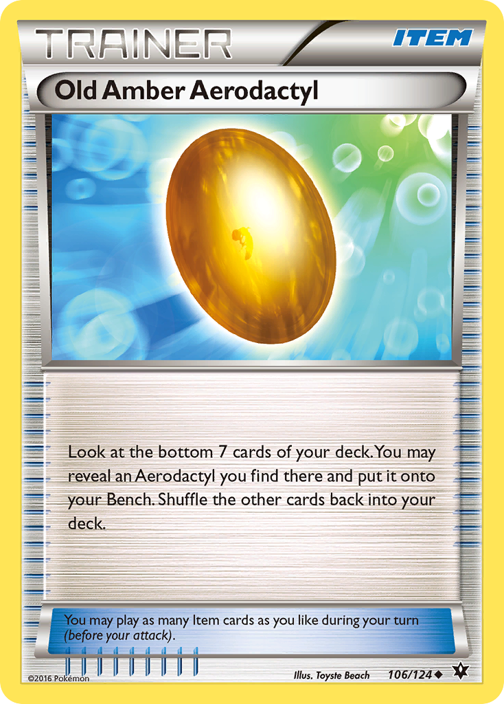 Old Amber Aerodactyl — illustrated card
